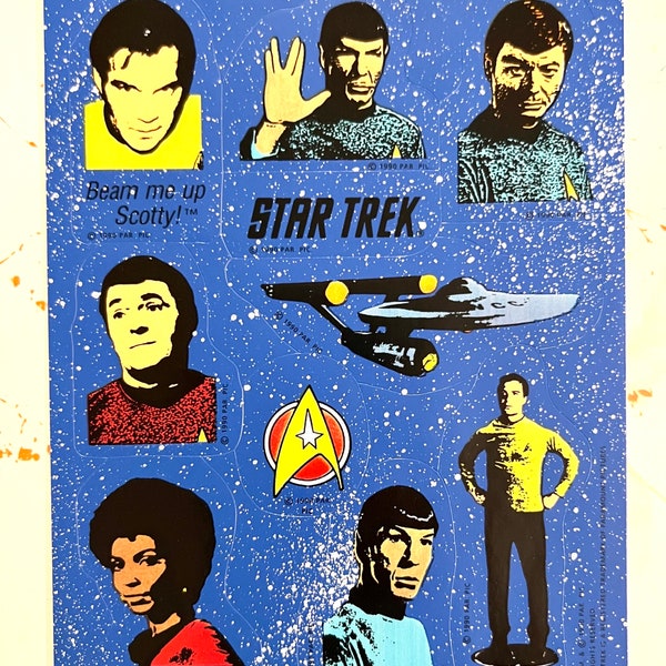 Vintage 1990 Star Trek  Sticker Sheet, Hallmark, Beam Me Up, Scotty