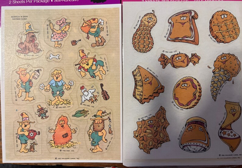 Vintage Scratch and Sniff Sticker Sheets. Hallmark. 1983. Etsy