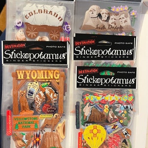 Vintage Stickopotamus State City Sticker Packs. Colorado South Dakota Wyoming Oregon New Mexico