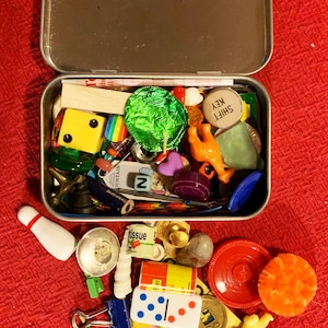 Treasure Trinket Tins Stuffed to the Brim with Tiny Things (perfect gift full of tiny surprises). Mystery tins. Surprise miniatures