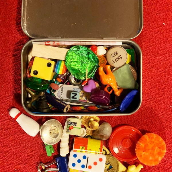 Treasure Trinket Tins Stuffed to the Brim with Tiny Things (perfect gift full of tiny surprises). Mystery tins. Surprise miniatures