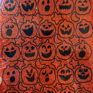 Vintage Halloween Glitter Pumpkin Sticker Pack. 2 Sheets per pack!, 1980s