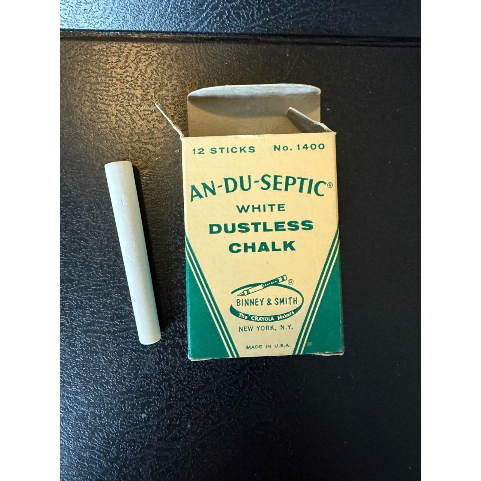 Vintage 1950s Crayola An-du-septic Dustless Chalk Box, ONLY 1 STICK, Binney  & Smith