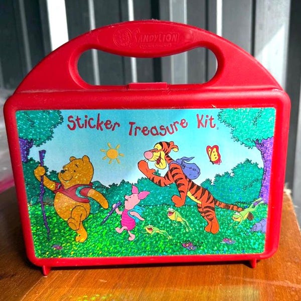 Vintage 1990s Winnie the Pooh Sticker Treasure Kit with Two Sticker Books with Lots of Vintage Stickers in the Them, by Sandylion