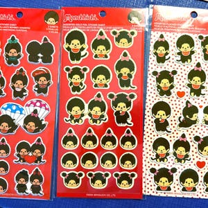 Monchhichi Sticker Sheet; Your Choice; Puffy, Flocked, Gold Foil, Regular
