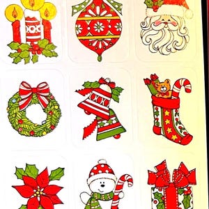 Hojas de pegatinas navideñas vintage. Súper retro. ¡Elige la que prefieras! imagen 1