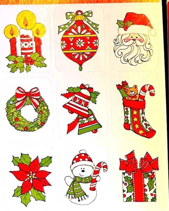 Vintage Christmas Sticker Sheets. Super retro. Take your pick!