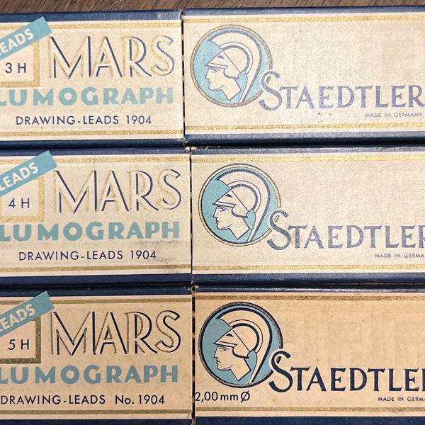 Vintage 1930s-40s Mars Staedtler Lumograph Drawing Leads No. 1904 Made in Germany. Choose from: 3H, 4H, 5H