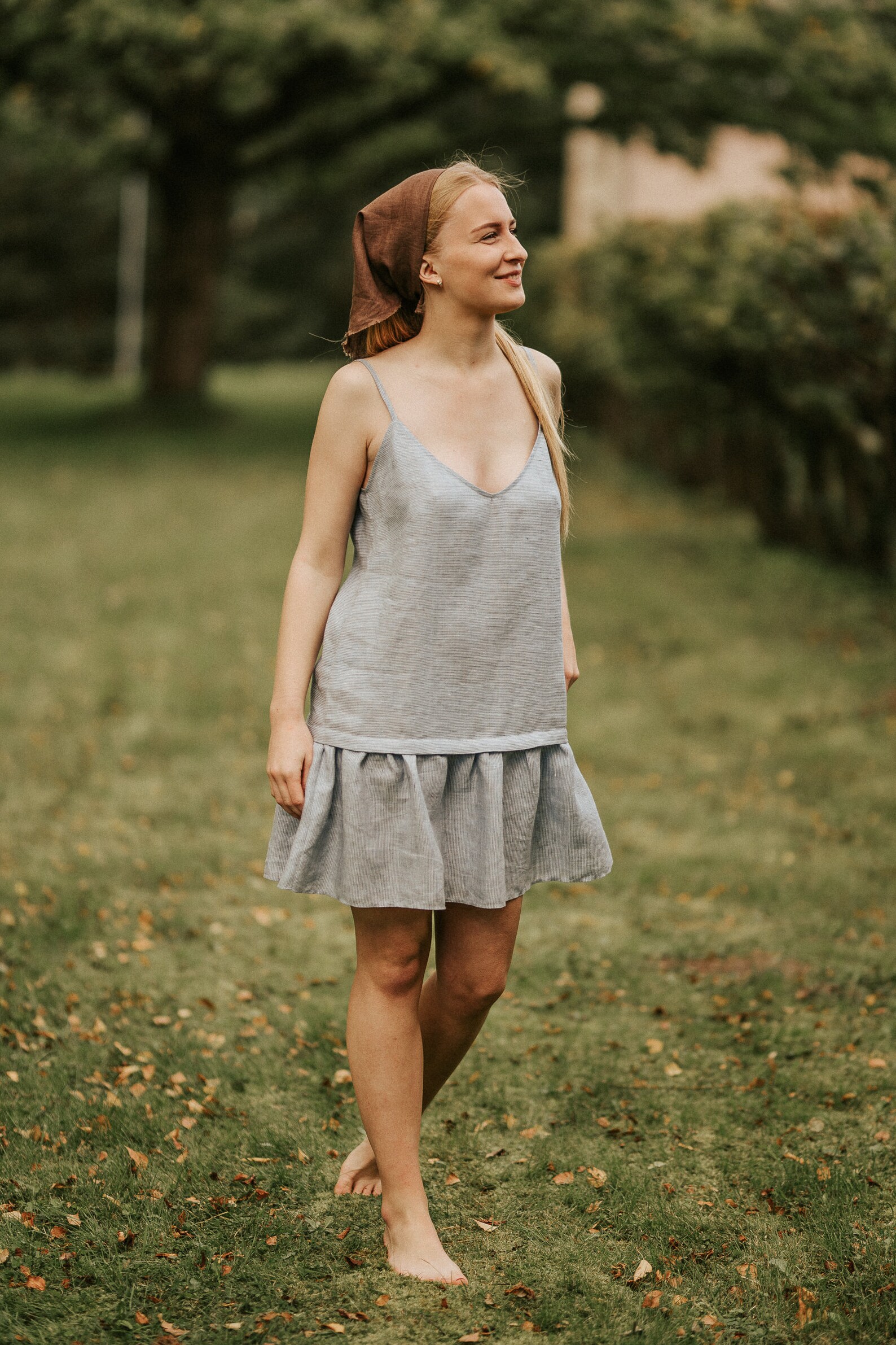 Short linen nightgown Caramel Nightdress with Etsy