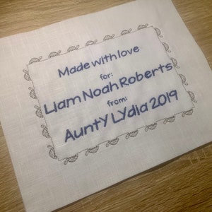 Turtle Border Quilt Label, Personalised, Handmade, Patchwork, Customised, Embroidered