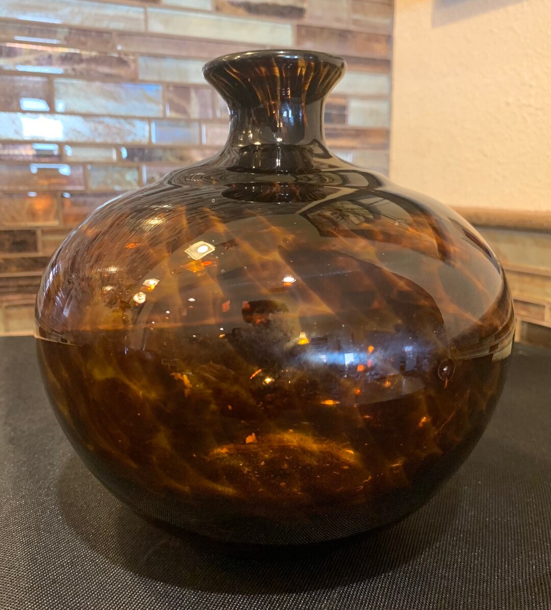 Twos Company Hand Blown Mottled Glass Vase Etsy