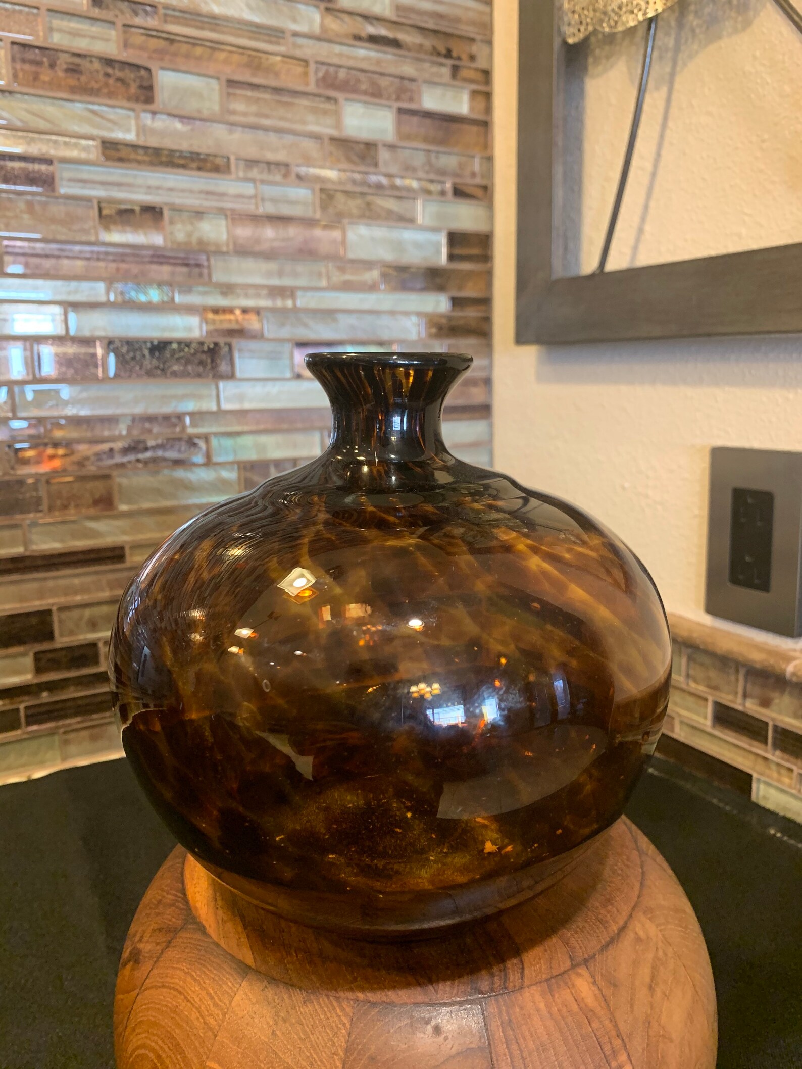 Twos Company Hand Blown Mottled Glass Vase Etsy