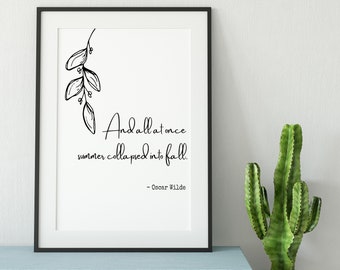 Fall Printable Wall Art, Modern Fall Decor, Typography Wall Art, Quote Art Print, Oscar Wilde Quote Print