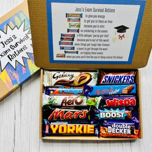 Exam Survival Rations Gift Box Revision Kit Chocolate Gift Box Good Luck with Exams Gift For Student GCSEs, A Levels Letterbox Exam Survival