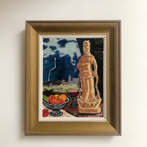 Still life fruit and wine oil painting