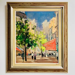 Paris in Springtime Mid-Century Oil Painting