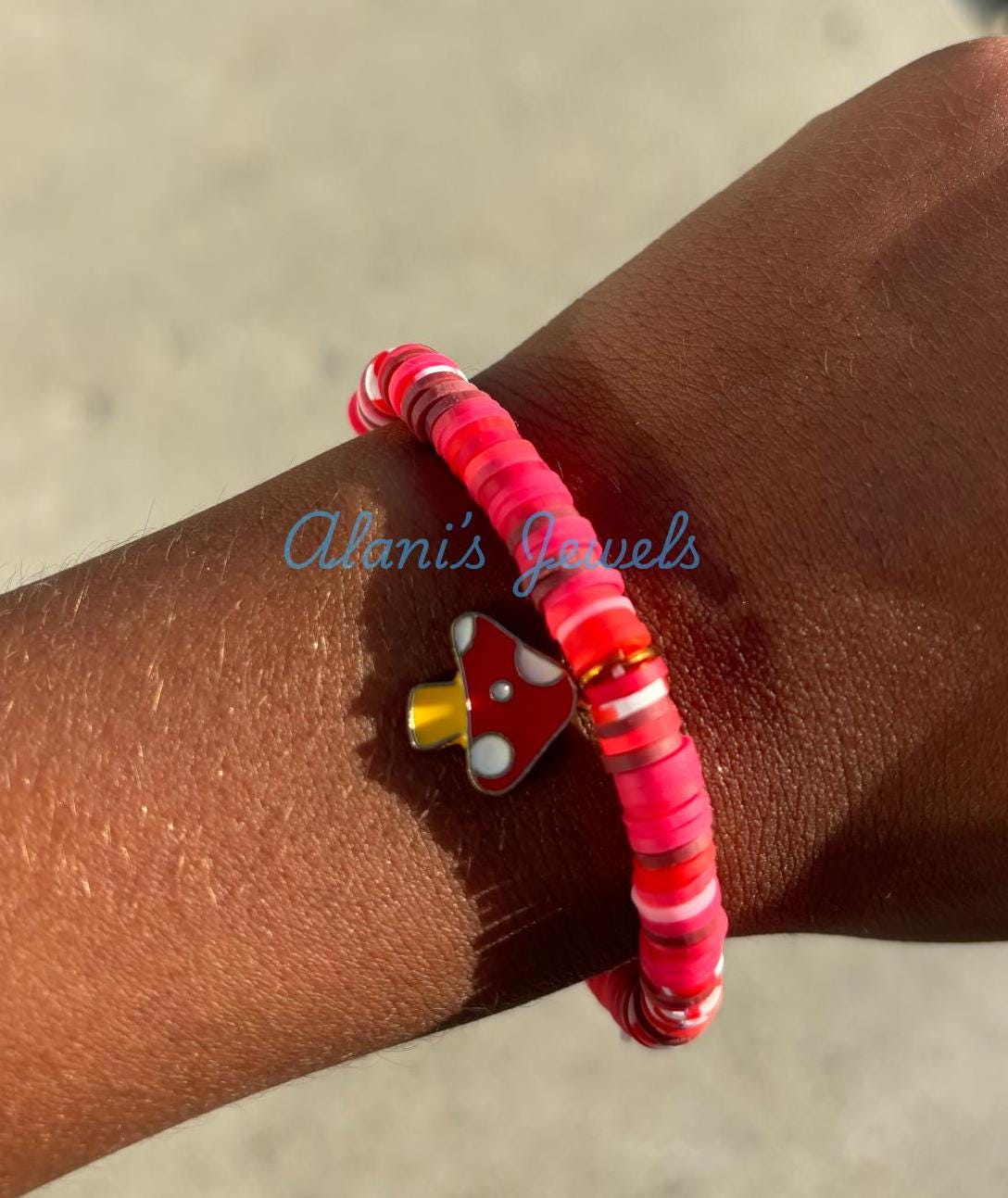 Mushroom Clay Bead Bracelet