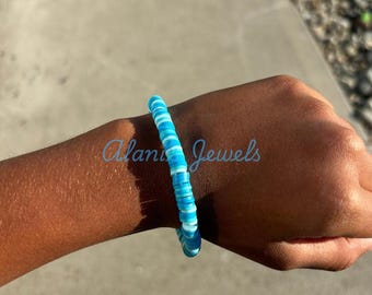 Blue clay beaded bracelet