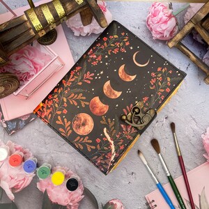 Moon Phases Sun and Moon Printed Leather Journal for Men & Women ...