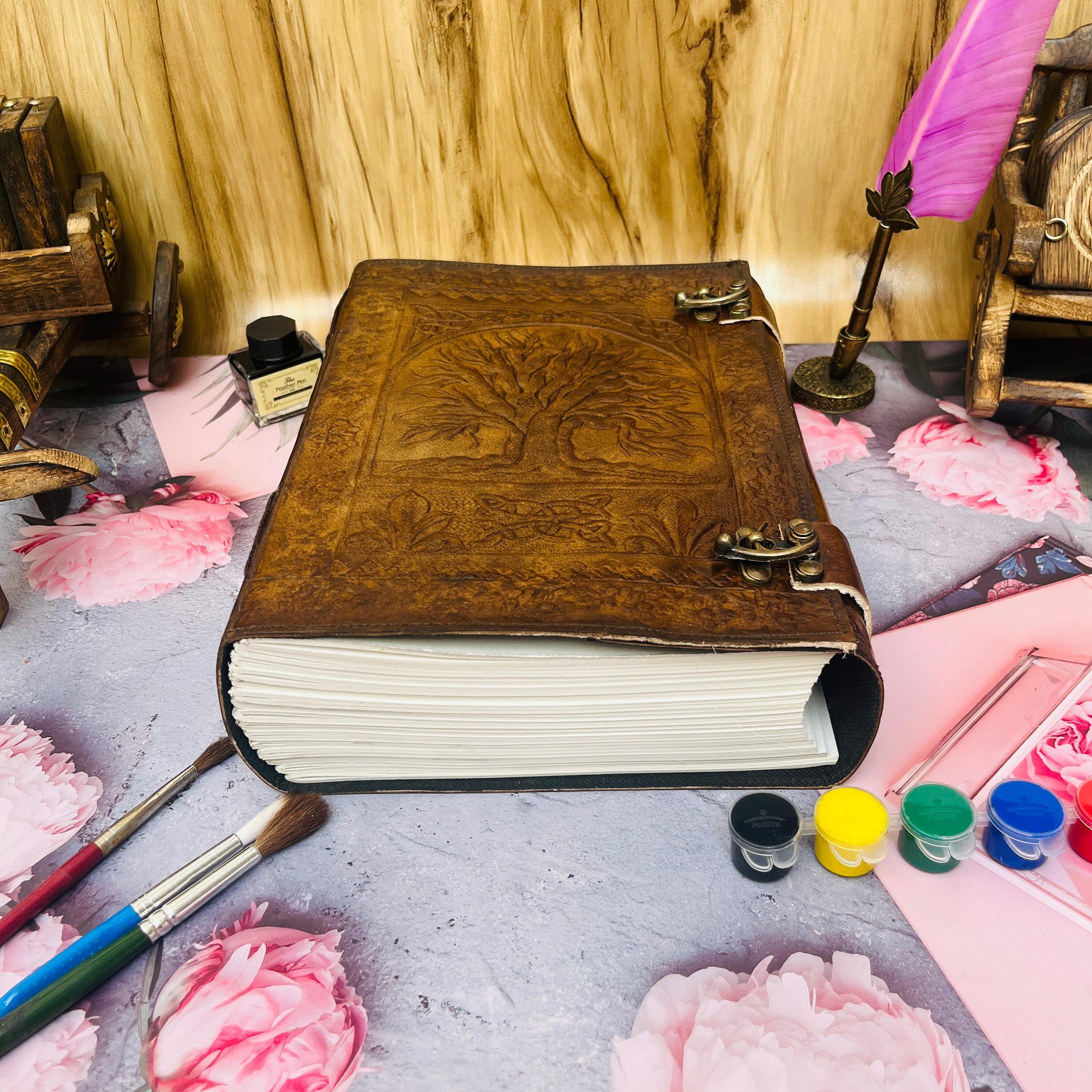 600 Pages Large Tree Leather Journal, Tree of Life Embossed Journal ...