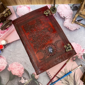 400 Pages Book Of Shadows Grimoire Leather Journal Magical Spell notebook | The Morrigan Celtic journal Deckle Edge Paper Travel notebook