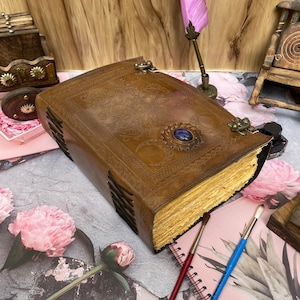 BOOK OF SHADOWS Grande diario in pelle con 400 pagine / Libro in pelle del terzo occhio della tripla luna / Diario in pelle Grimoire Quaderno magico degli incantesimi