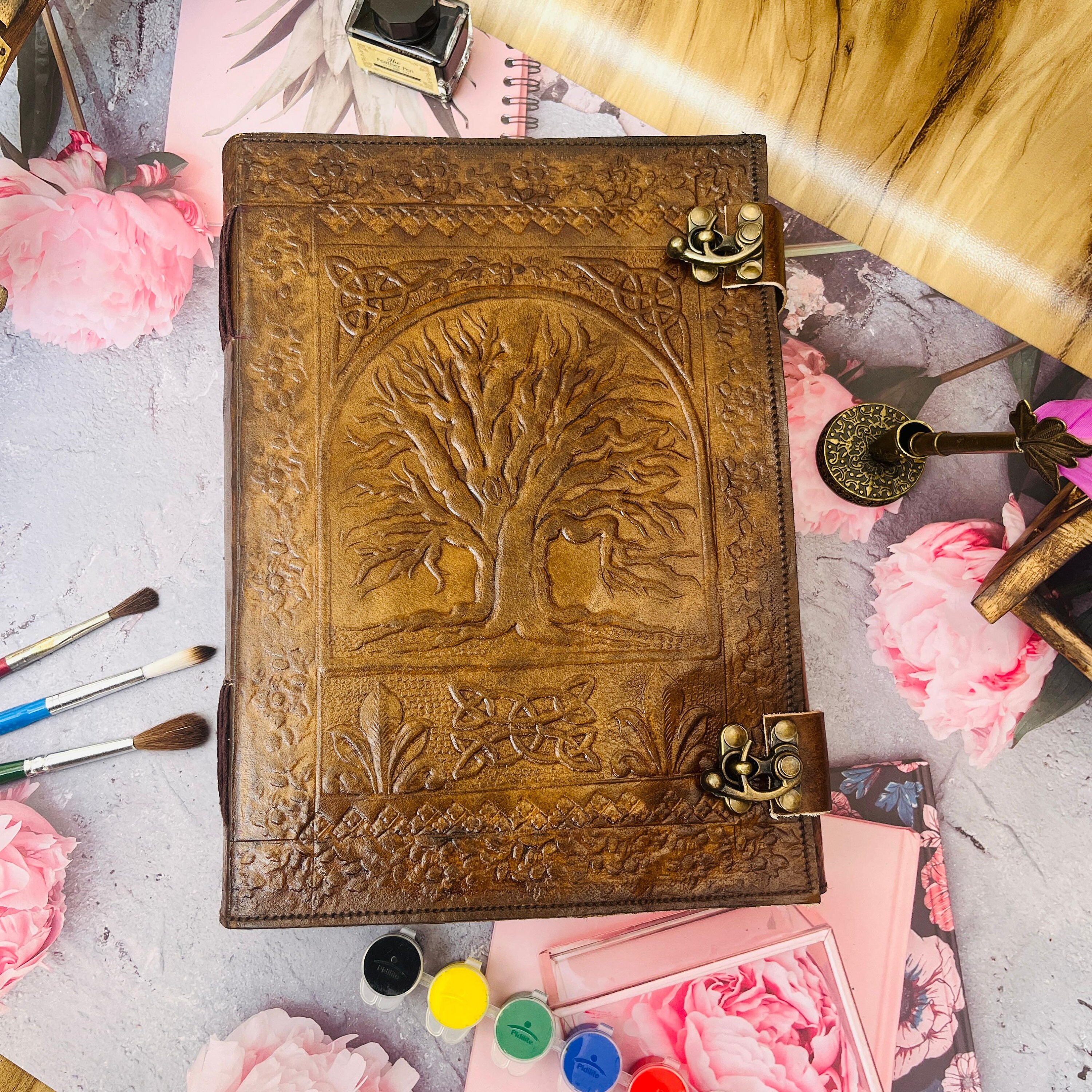600 Pages Large Tree Leather Journal, Tree of Life Embossed Journal ...