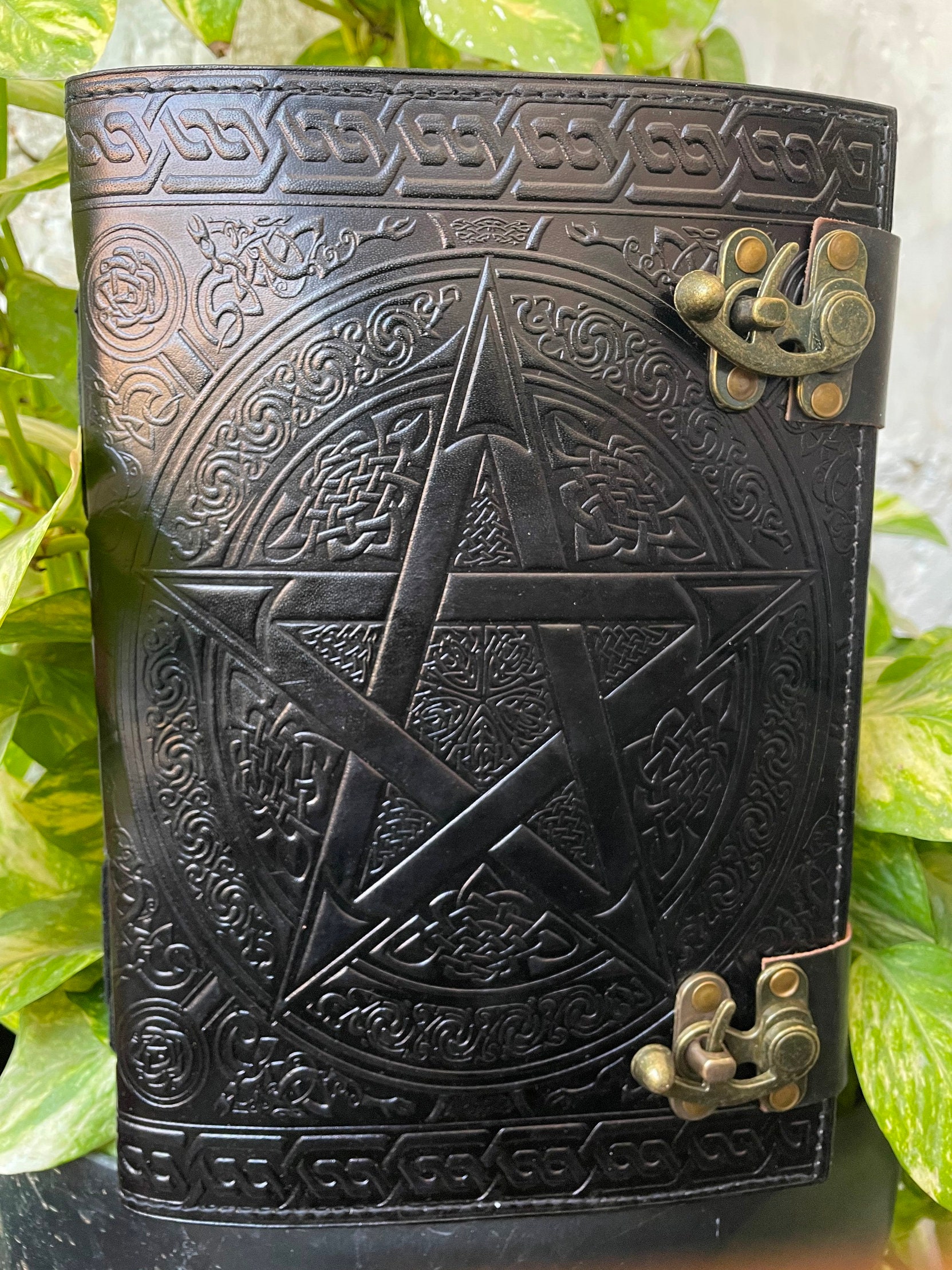 10x7 pentagram leather journal embossed pentacle book of Etsy