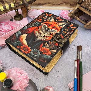 Diario fatto a mano stampato con volpe, diario per uomini e donne, incantesimi vuoti, libro delle ombre, carta vintage, regalo di Natale