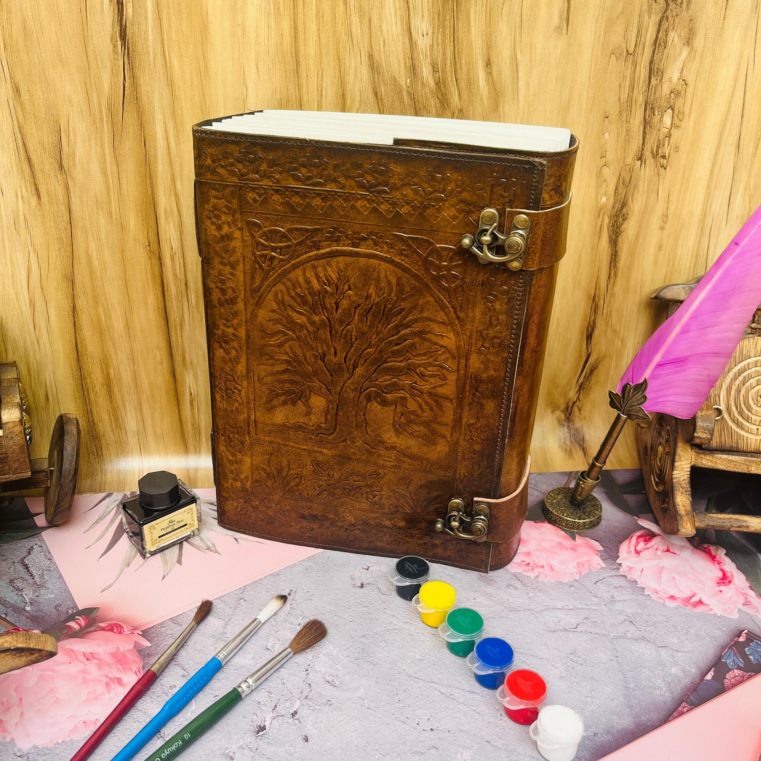 600 Pages Large Tree Leather Journal, Tree of Life Embossed Journal ...