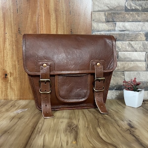 Sacoche de vélo marron sacoche de selle de moto unisexe fait main en cuir pur vintage, sacoche latérale/selle/sac de voyage/transport universel pour tous les vélos