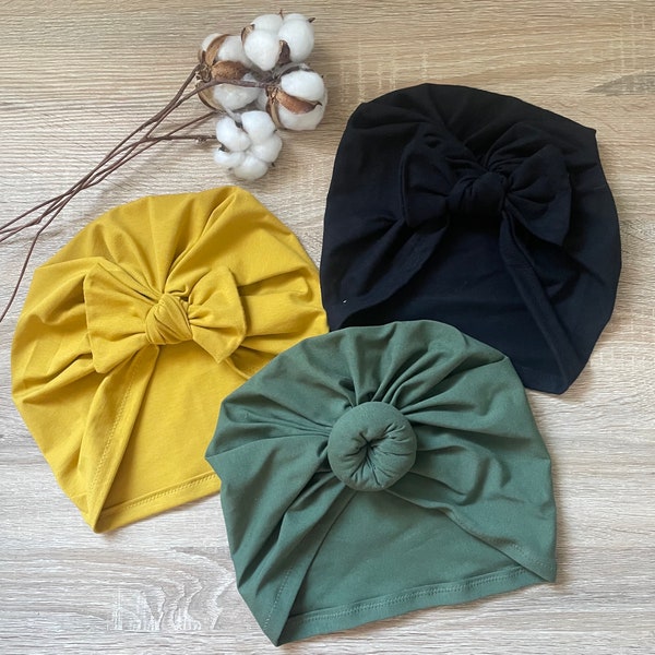 Turban, bonnet femme avec noeud/ bun en jersey coton oekotex,