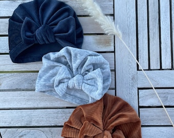 Turban, bonnet  « Romane » en jersey velours de la naissance à l adulte