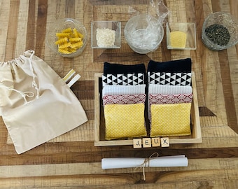 Sensory cushions inspired by Montessori, awakening baby's senses, gripping cushions, 5 pairs with its carrying bag, games