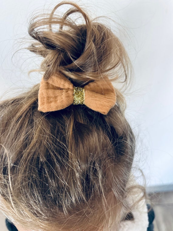 Barrette + Élastique avec Nœud Bébé et Fille, Bleu Foncé