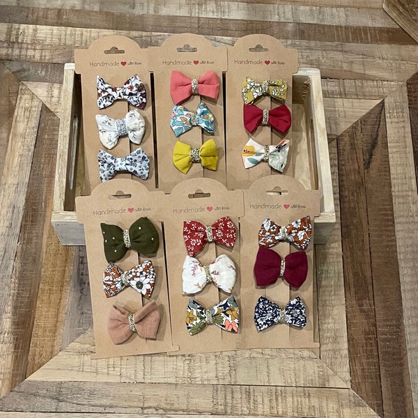 Mini barrettes en coton, popeline, pinces cheveux bébé et enfant, pince crocodile, créations françaises, cousues mains