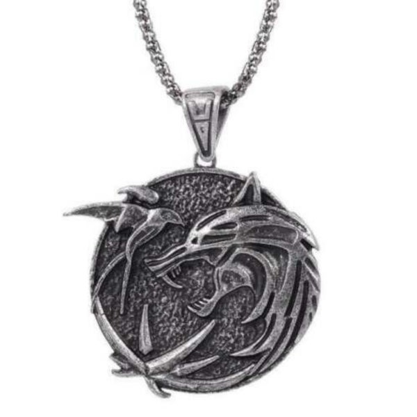 The Witcher Wolf Anhänger Amulett Talisman Halskette Cosplay Medaille Neu