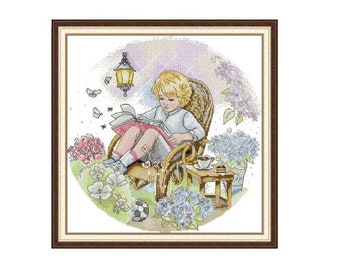 reading joy Pattern Printed Counted Aida 14CT, 11CT, Craft, DIY tool, Embroidery Kit, cross stitch kit