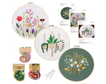 3x Stickdatei, DIY Kit, BlumenStickerei