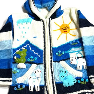Sweater Cardigan for Kids  Embroidered Handmade by Peruvian Artisans in Peru. Item in USA Size 6