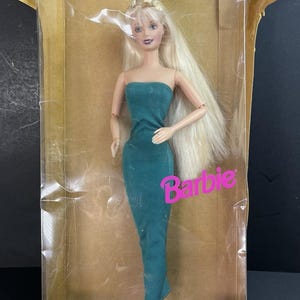Vtg 1999 Mattel Hollywood Nails Barbie Doll 17857 Teal Dress Shoes Damaged Box