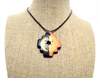 Sun and Moon  Chakana Inca Cross Ceramic  Pendant Necklace from Peru