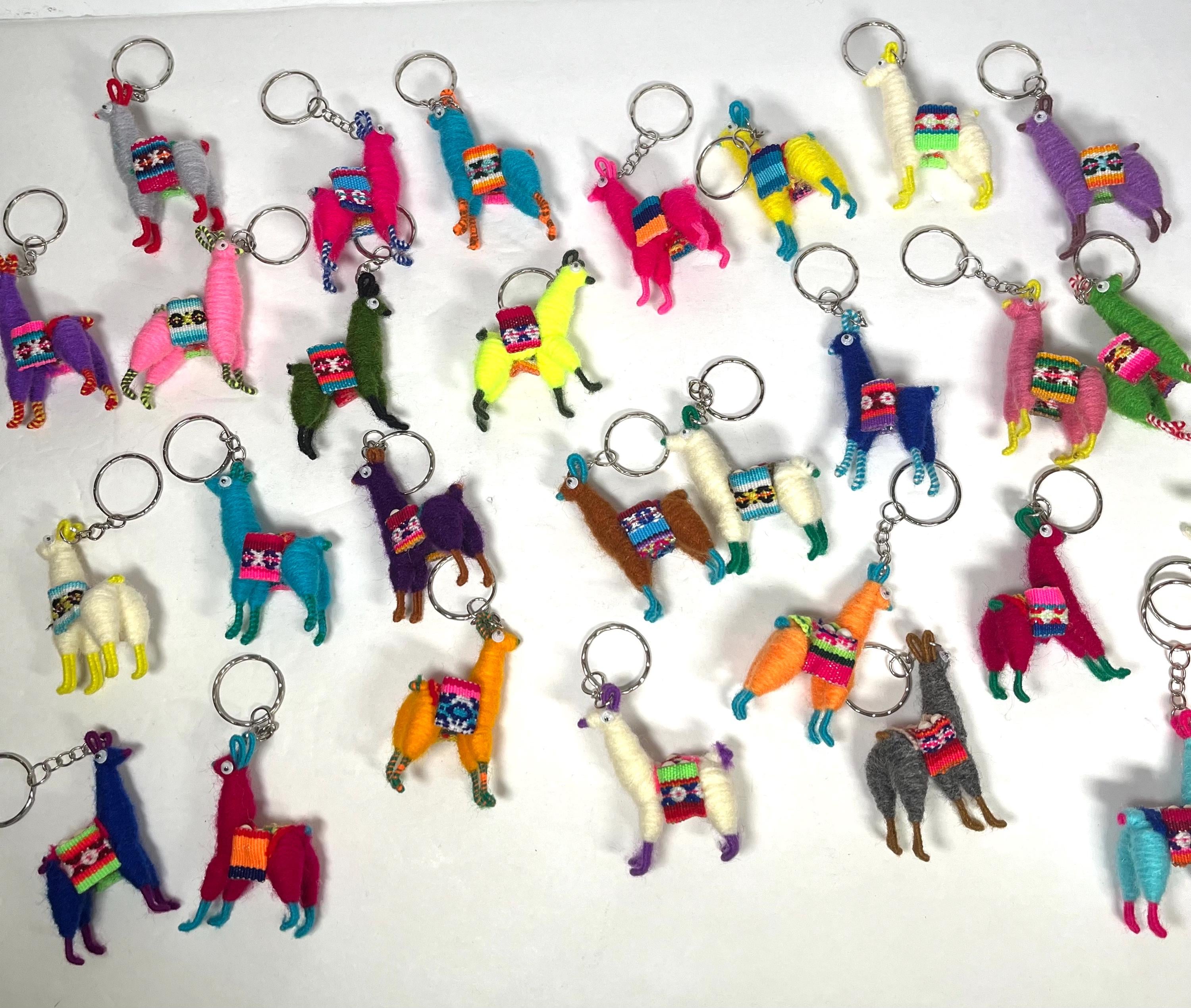 Wholesale Llama Keychains, Tiny Alpaca Handmade From Peru Llamas Keychains Assorted Colors