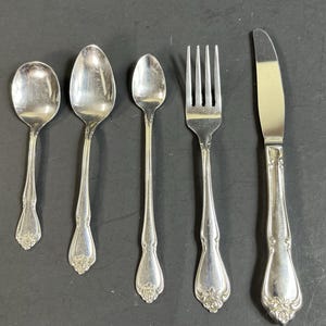 5 Serving Pieces Oneida Arbor Rose True Rose Stainless 1881 Rogers Spoons Fork B