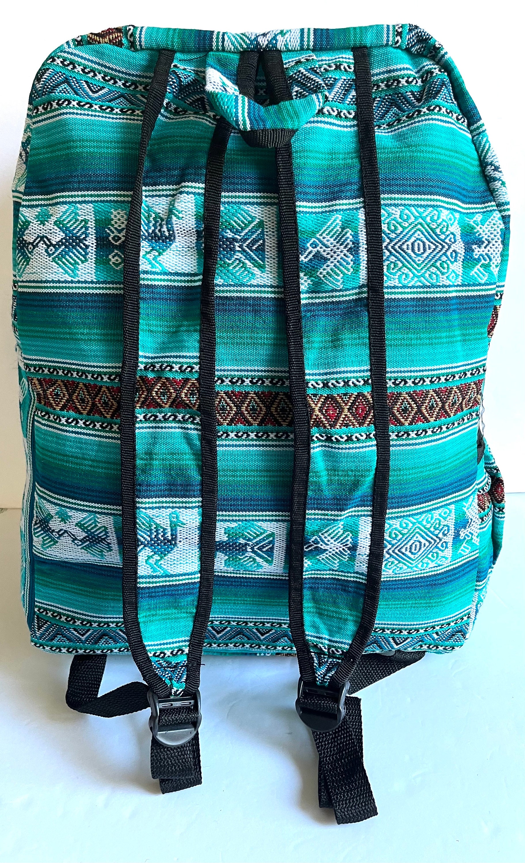 Handmade backpack from Peru, Latin style w/lining Peruvian Wool Backpack w/ Llama Pocket | txbp009-Black  main image 2