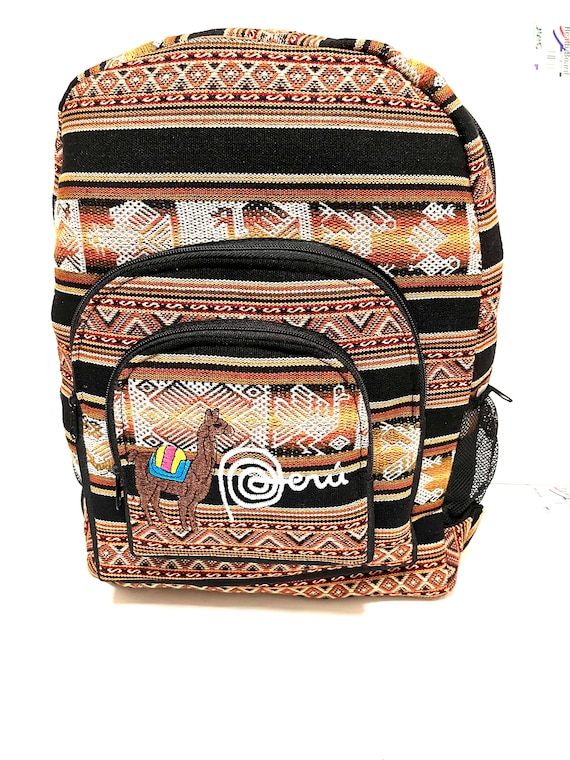 Peruvian Llama Fabric Backpack Handmade Boho Travel Bag  display picture 2