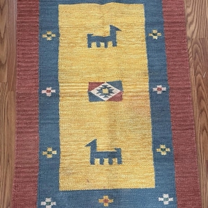 Handmade Kilim Rug 36&quot; x 22” Traditional Woven Design Authentic