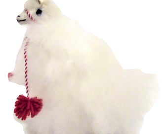 White Baby Llama Handmade with Baby Alpaca from Peru Soft and Fluffy