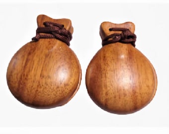 Pair of Wooden Castanets Handcrafted Wooden Castanets Made of Tang Wood | Pometia Percussion Instrument | Flamenco & Folk Dance Accessory
