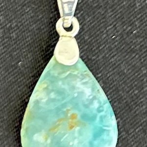 Peruvian Opal Semiprecious Stone and Sterling Silver 950 Pendant Teardrop Shape